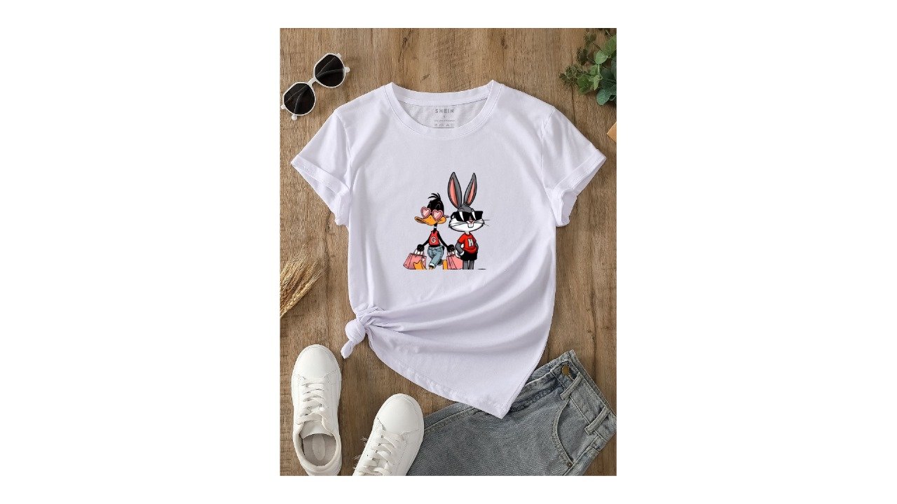lack Cartoon Character Printed T-Shirt – Trendy Graphic Tee for Men & Women - Image 2