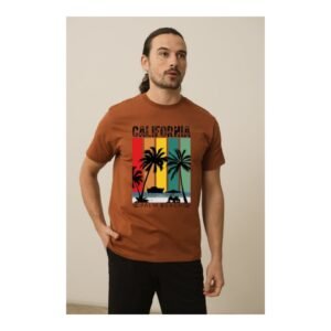 California Beach T-Shirt front view with palm tree graphic