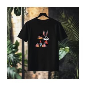 Black Cartoon Character T-Shirt – casual cotton cartoon design