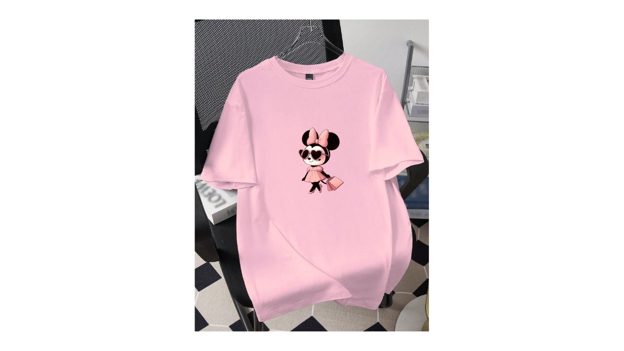 "Black Minnie Mouse Cartoon T-Shirt | Cute Graphic Tee for Girls & Women" - Image 2