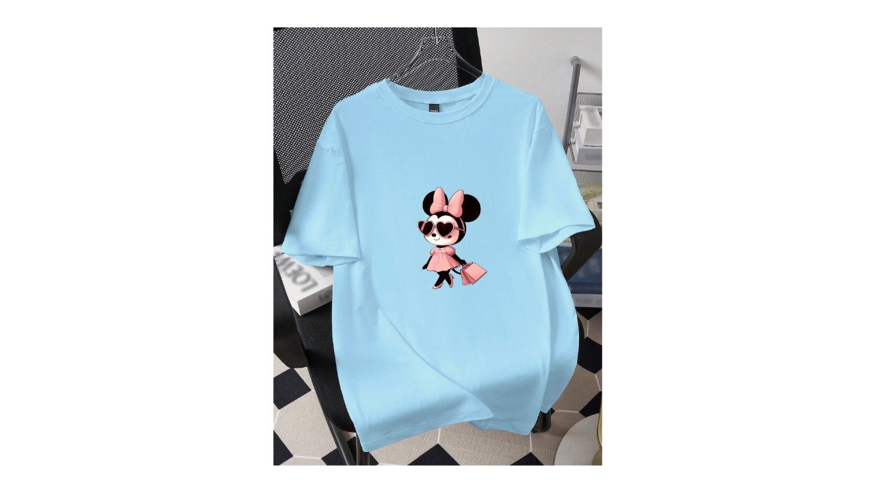 "Black Minnie Mouse Cartoon T-Shirt | Cute Graphic Tee for Girls & Women" - Image 3