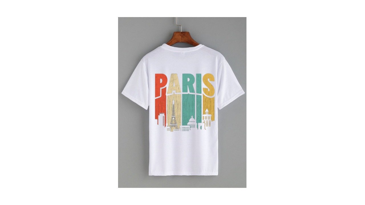 Paris Skyline Printed Black T-Shirt – Retro Graphic Tee for Men & Women - Image 2