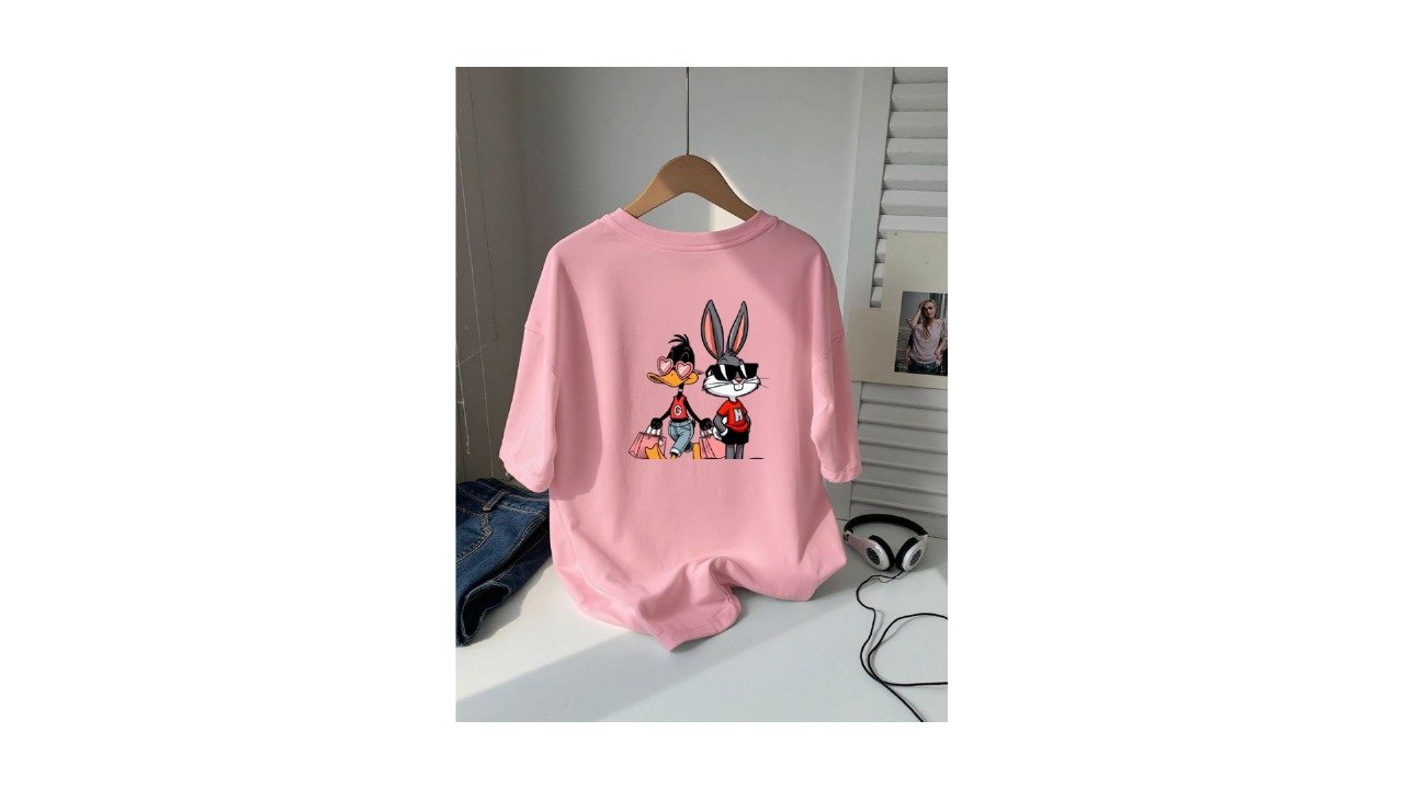 lack Cartoon Character Printed T-Shirt – Trendy Graphic Tee for Men & Women - Image 5