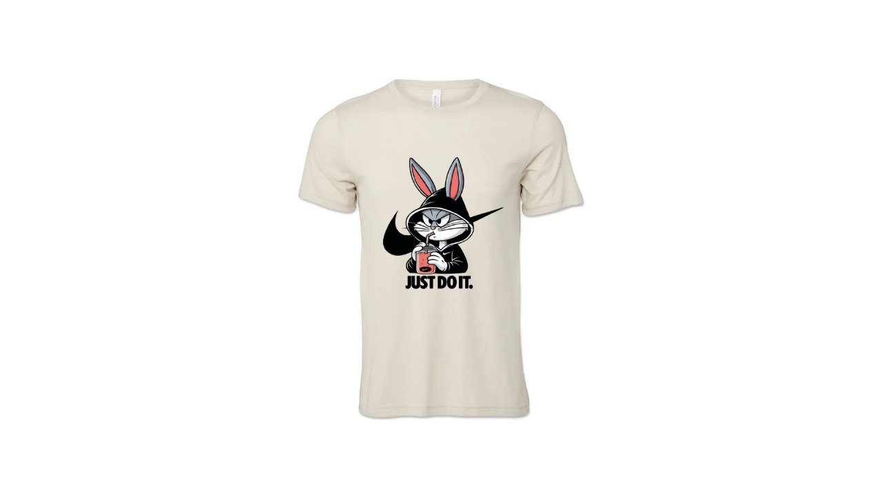 Black Cartoon Bunny Graphic T-Shirt – Just Do It Style | Casual Wear for Men - Image 9