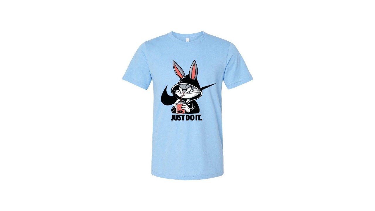 Black Cartoon Bunny Graphic T-Shirt – Just Do It Style | Casual Wear for Men - Image 10