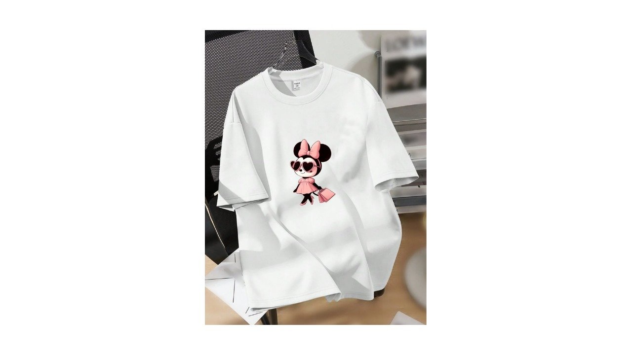 "Black Minnie Mouse Cartoon T-Shirt | Cute Graphic Tee for Girls & Women" - Image 5