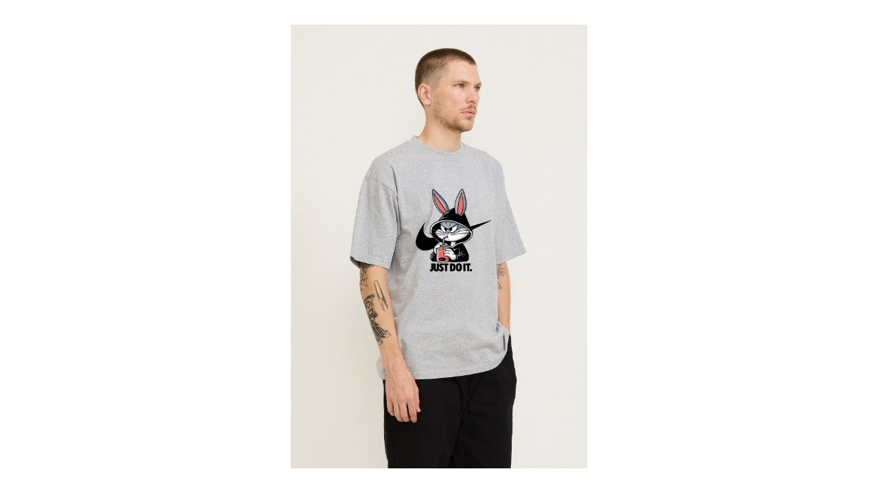 Black Cartoon Bunny Graphic T-Shirt – Just Do It Style | Casual Wear for Men - Image 7