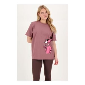 Women’s Oversized Pink Panther Graphic T-Shirt – Casual Cartoon Tee