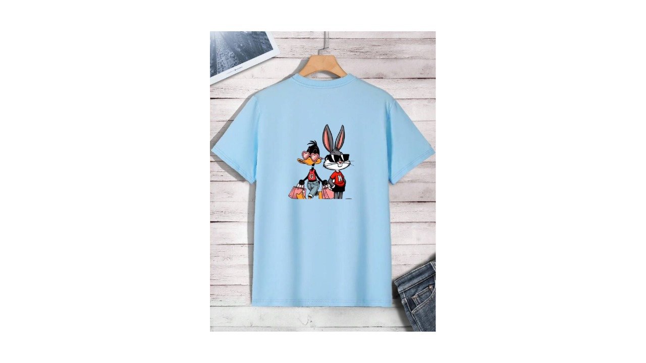 lack Cartoon Character Printed T-Shirt – Trendy Graphic Tee for Men & Women - Image 4