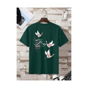 Be Free Bird Print Green T-Shirt – Casual Graphic Tee for Men & Women