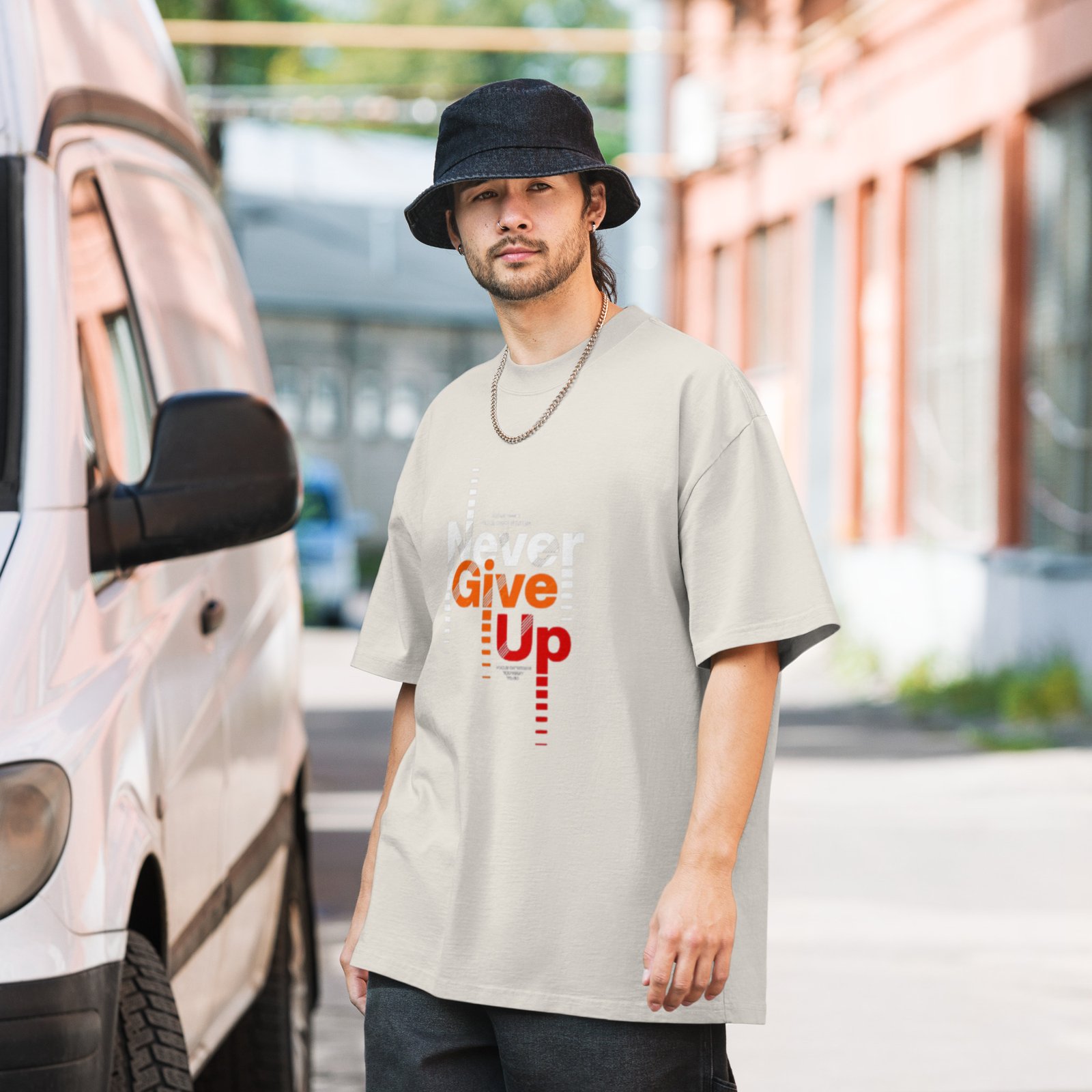 "Never Give Up T-Shirt | Motivational Graphic Tee | Black Streetwear" - Image 4