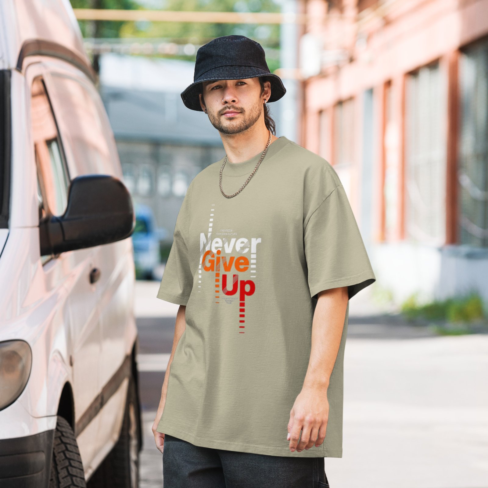 "Never Give Up T-Shirt | Motivational Graphic Tee | Black Streetwear" - Image 3