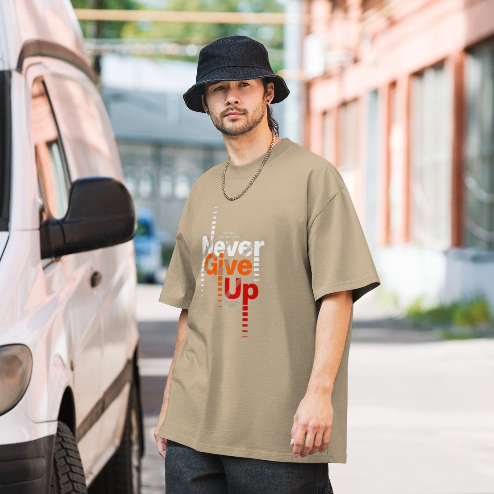 "Never Give Up T-Shirt | Motivational Graphic Tee | Black Streetwear" - Image 2