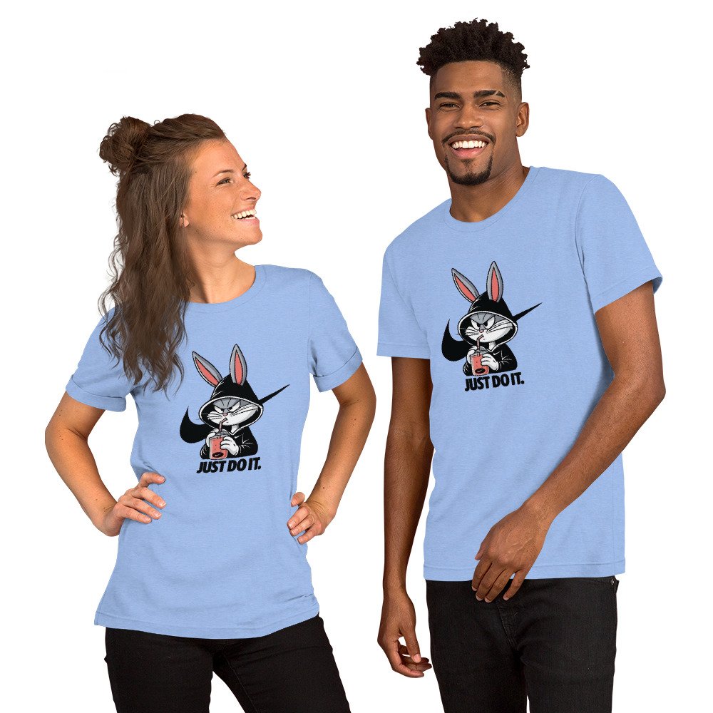 Black Cartoon Bunny Graphic T-Shirt – Just Do It Style | Casual Wear for Men - Image 5