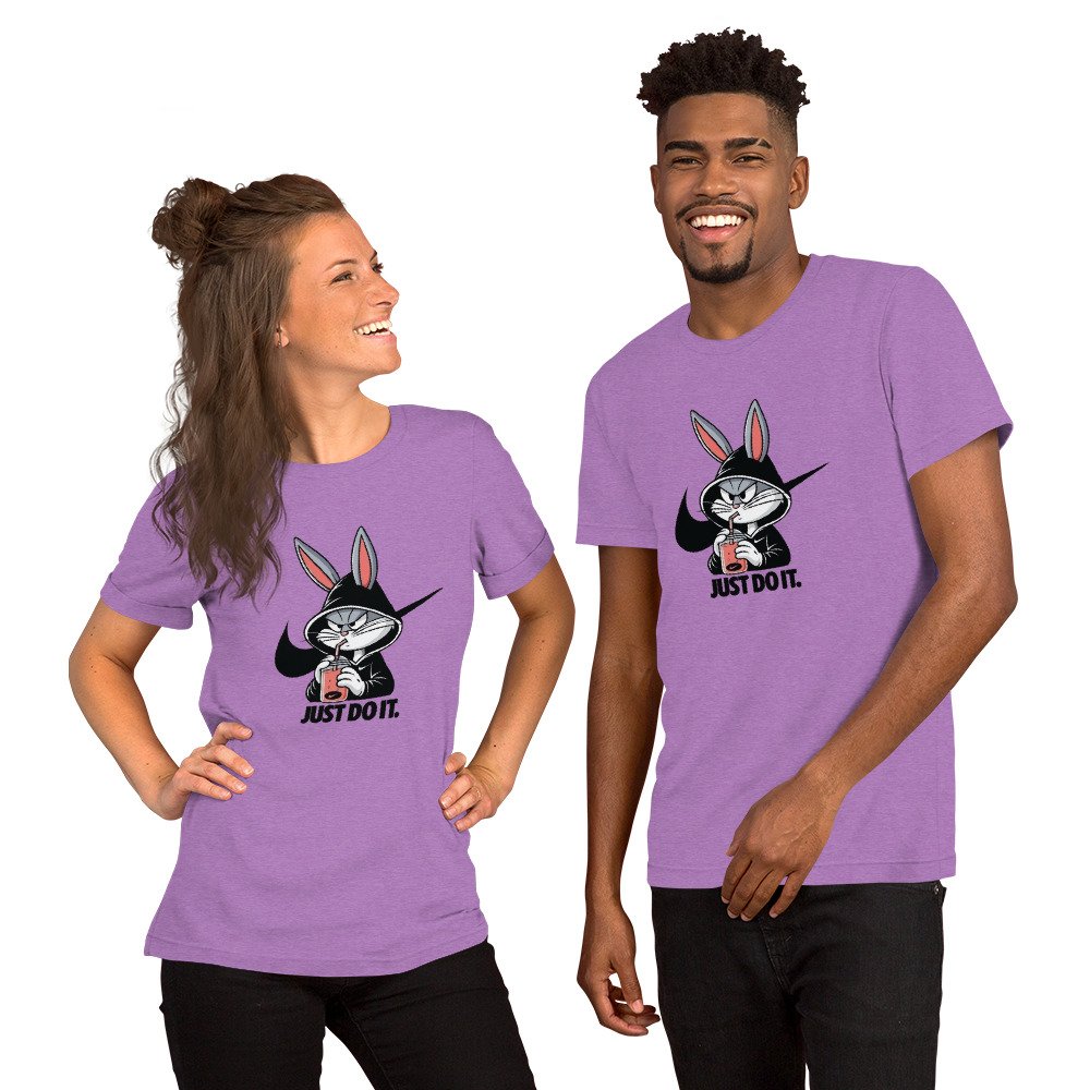 Black Cartoon Bunny Graphic T-Shirt – Just Do It Style | Casual Wear for Men - Image 4
